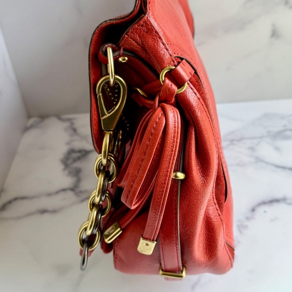 Coach Flagship Chelsea Dowel Flap Bag in Orange Leather - Picture 4 of 8